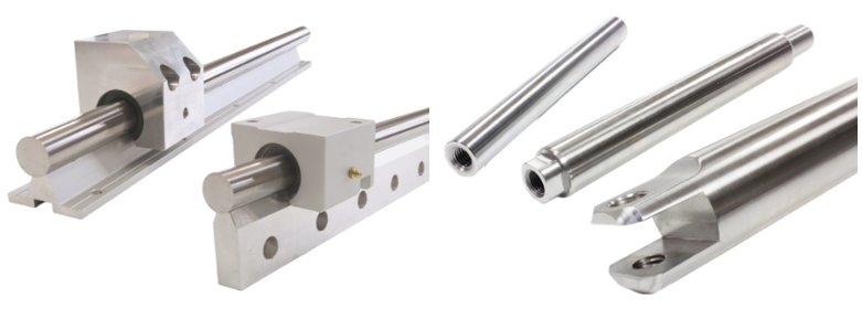 צירים ליניאריים מדויקים, מוקשים ומושחזים, תמיכה במערכות הנעה ליניארית מדויקת, לרבות שילוב עם מסבים ליניאריים